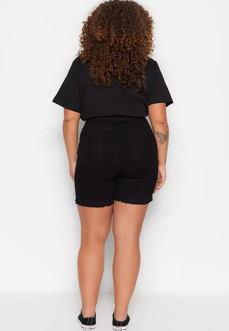 Plus Size High Waist Skinny Denim Shorts