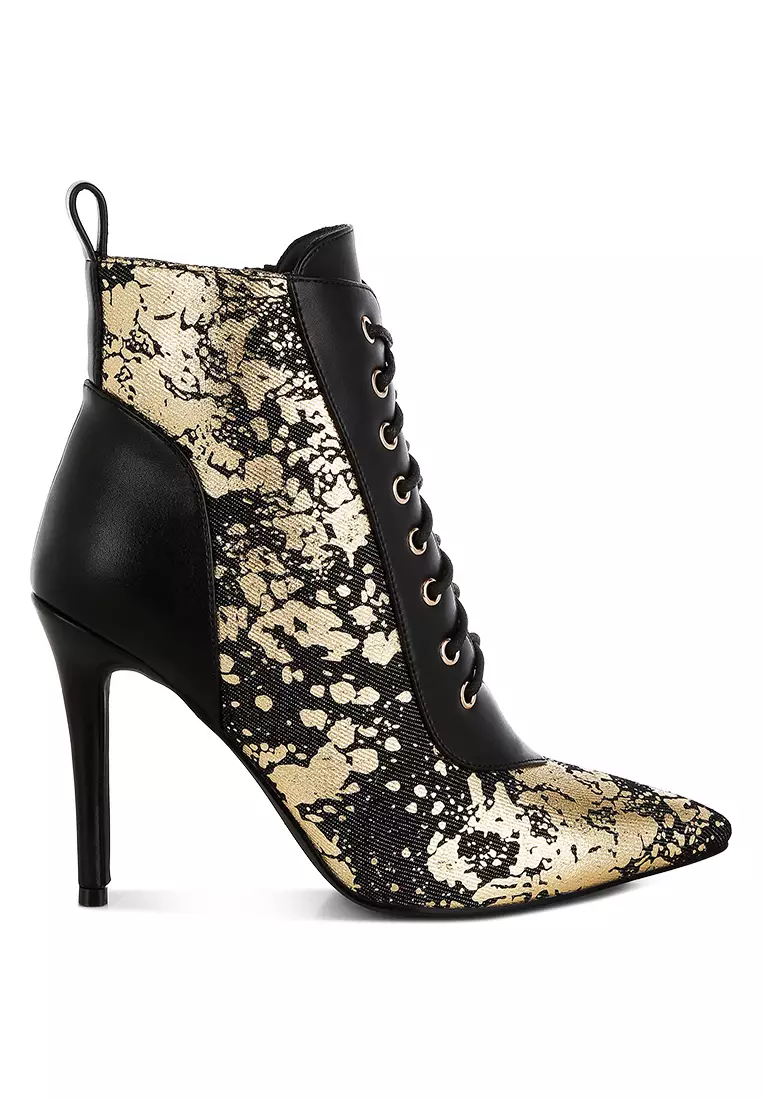 Discount on London Rag  shoes - SKU: Abstract Pattern Lace-Up Ankle Boots in Black