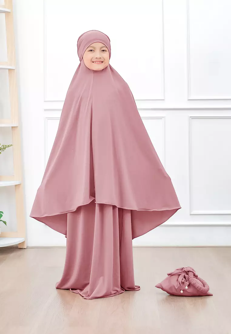 Zelena - Raudhia Prayer Set | Mukena French Khimar Set - Rose Tan - Remaja