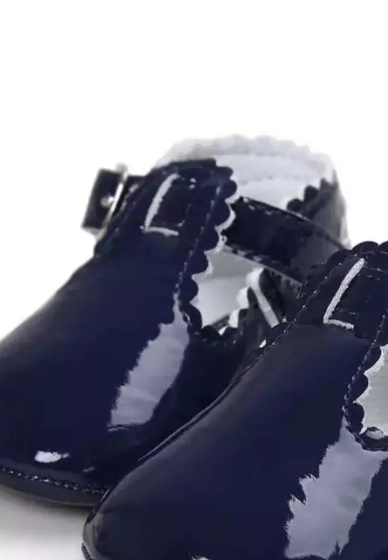 Colored Patent Tbars Shoes - Navy Blue