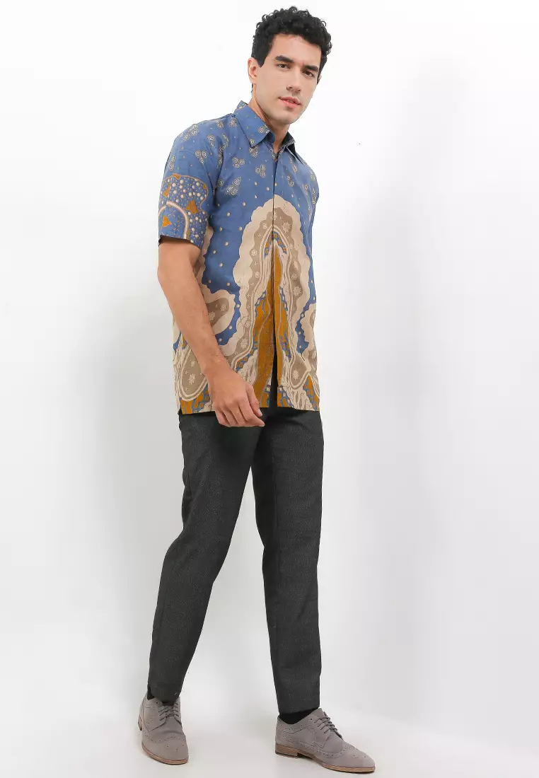 Mustika Kemeja Batik Premium Pria Casual Modern Lengan Pendek