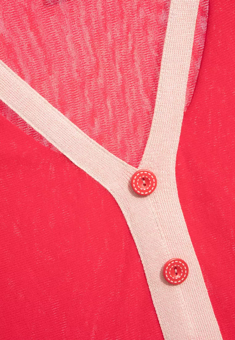 V-Neck Top With Contrast Trim Detail