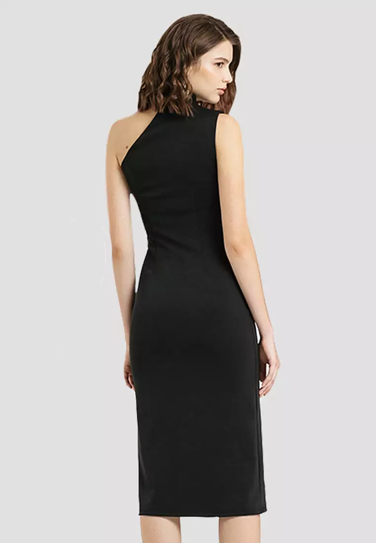 Opal One Shoulder Dress in Black