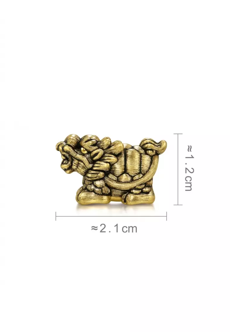 999 24K Solid Gold Noir XL Charm Gold Dragon Tortoise Charm 94385C (Bracelet not included)