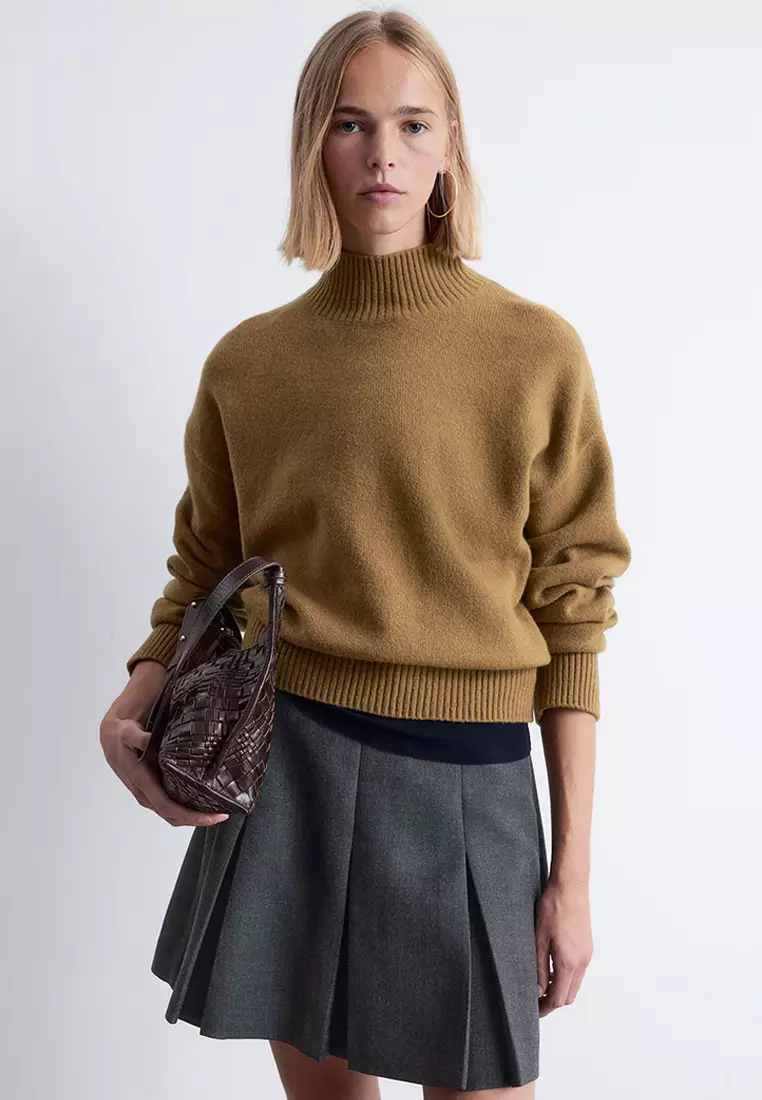 Pleated Wool Mini Skirt