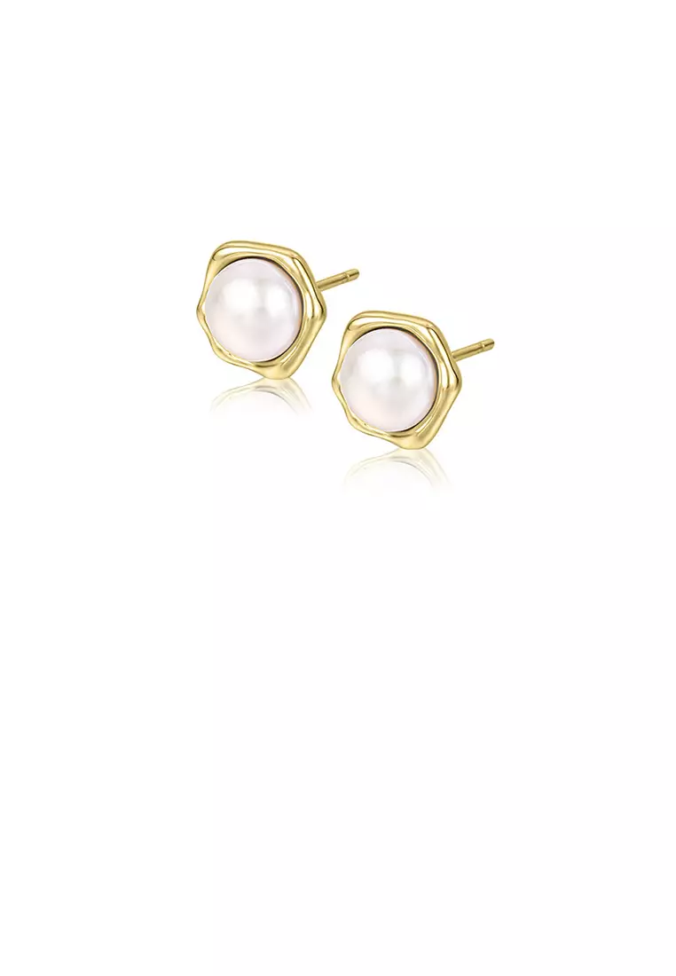 Gold pearl earrings studs hotsell