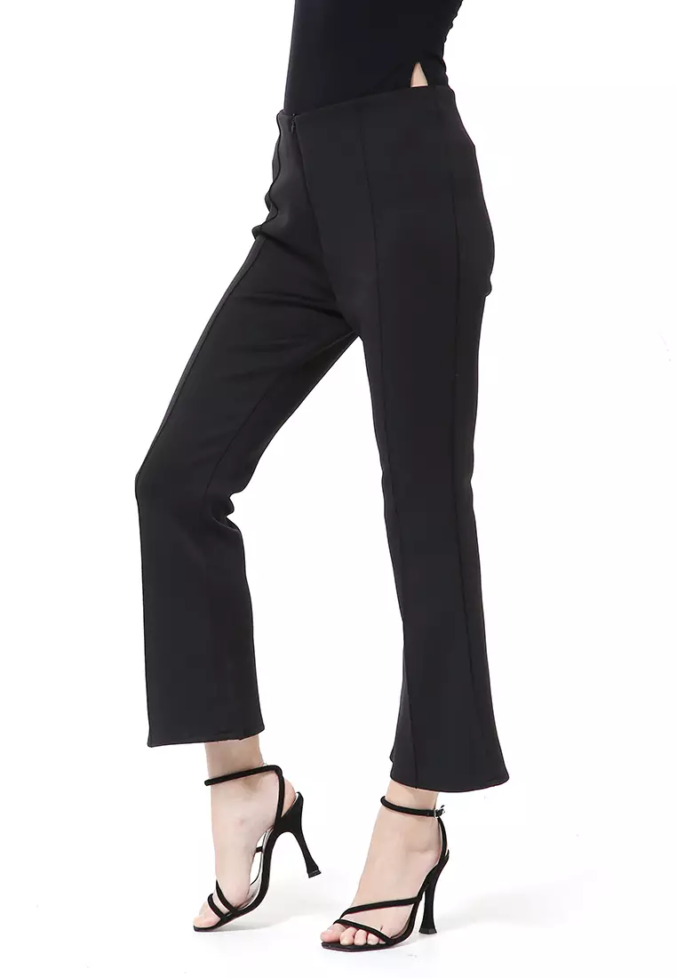 Stella Celana Kerja Wanita Long Pants Cutbray Simple Design Material Scuba ORIGINAL - Black