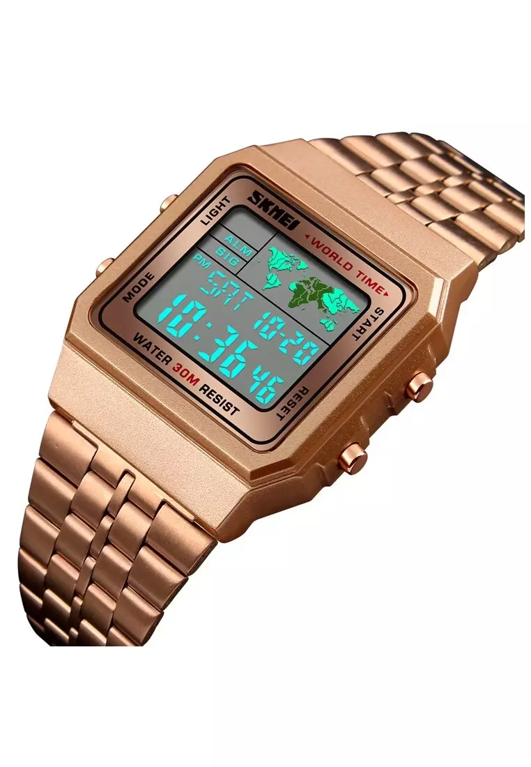 Jam Tangan Fashion Digital Pria Waterproof 30m Strap Tali Material Stainless Steel CV99 ORIGINAL