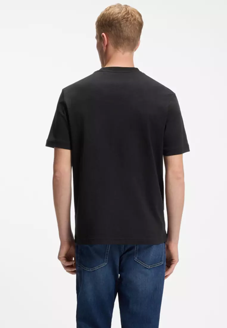 Embroidered Logo Interlock Cotton T-Shirt - BOSS Orange