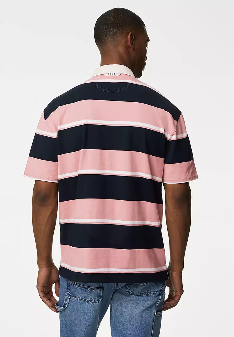 Oversized Pure Cotton Short Sleeve Rugby Shirt
