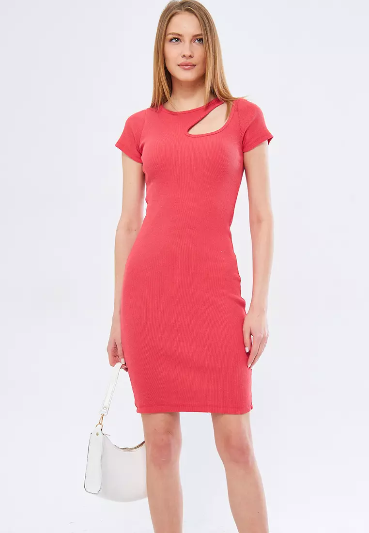 Windowed Short Sleeve Dress