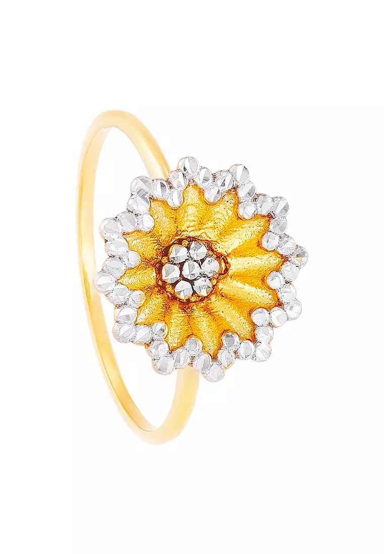 White gold 2024 sunflower ring