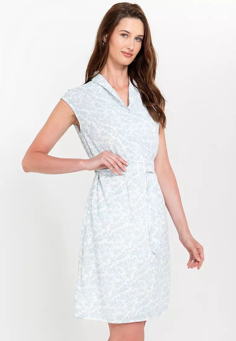 Lorena Belted Printed Shift Dress