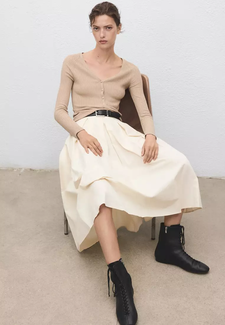 V-Neck Ribbed Knit Sweater