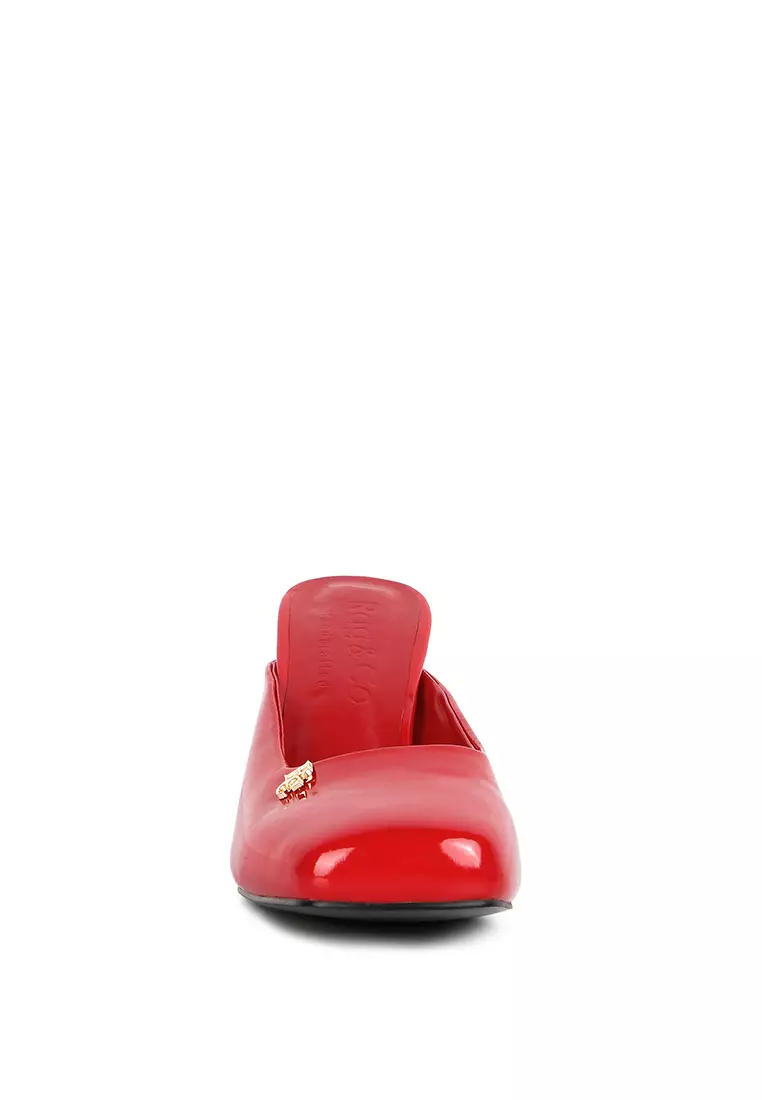 Buy RAG CO Red Patent PU Block Heeled Mules 2024 Online ZALORA