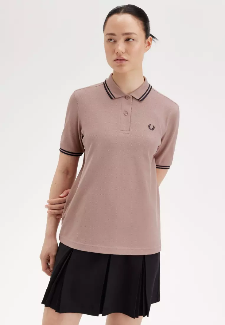 Fred Perry G3600 The Twin Tipped Fred Perry Shirt (Dark Pink / Navy / Navy)