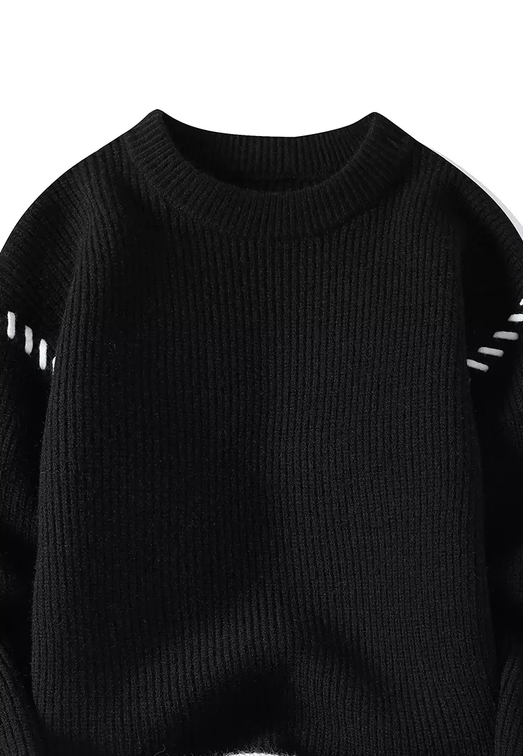 Contrast Stitched Rib-knit Sweater AY-H23938