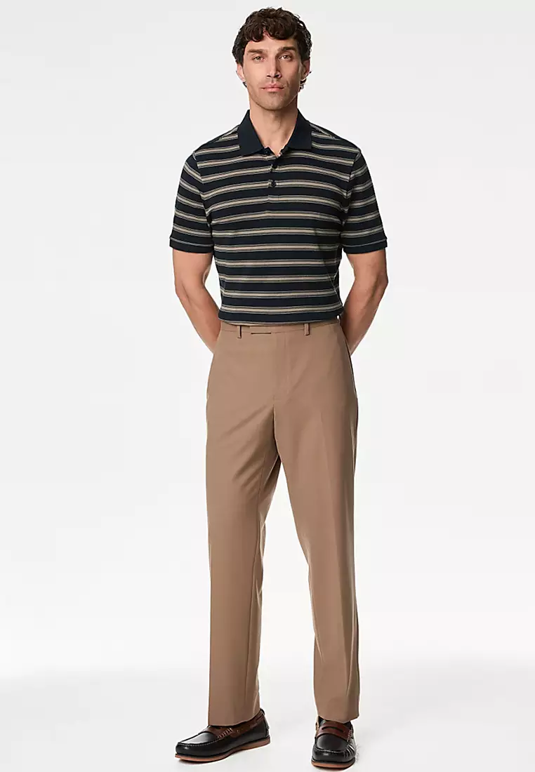 Pure Cotton Striped Polo Shirt