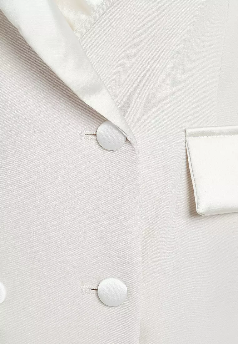 Blazer Solid Single-Breasted dalam Warna Abu-abu Perak