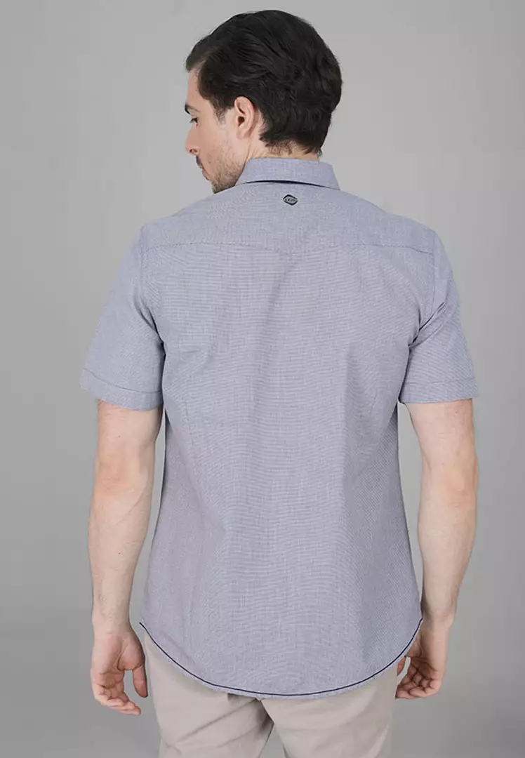 LGS - Kemeja Casual Pria - Lengan Pendek - Slim Fit - Warna Abu-Abu Muda - JSH.390.S1079F.910.C