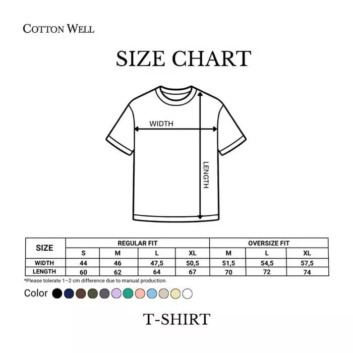 Cotton Well T-Shirt Oversized Fit | Kaos Santai Polos Katun Combed