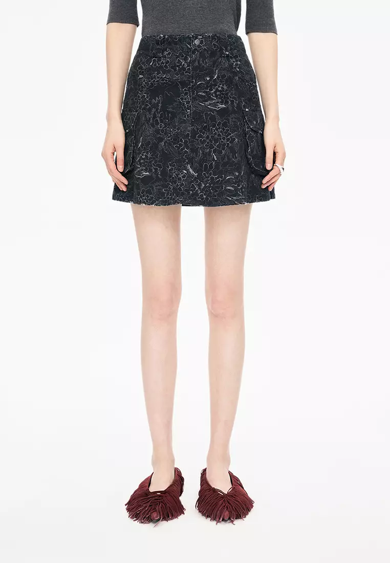 Cotton Pattern Element A-line Short Skirt