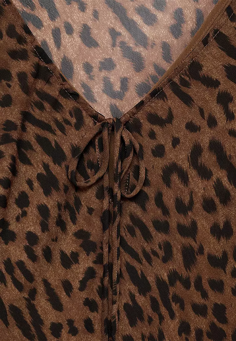 Long-Sleeved Leopard-Print Dress