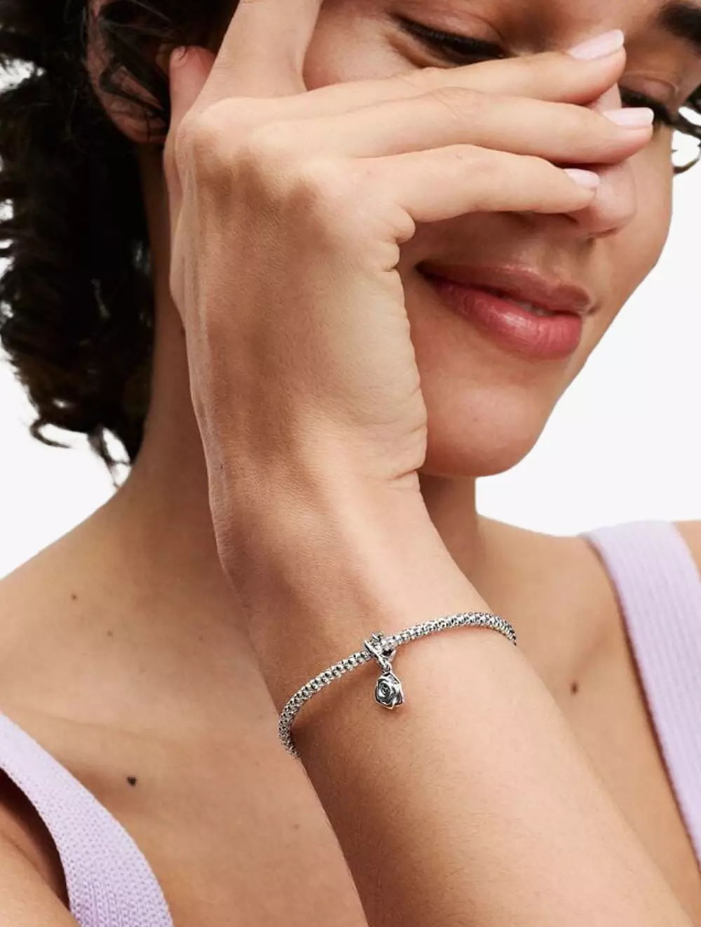 Rose sterling silver dangle