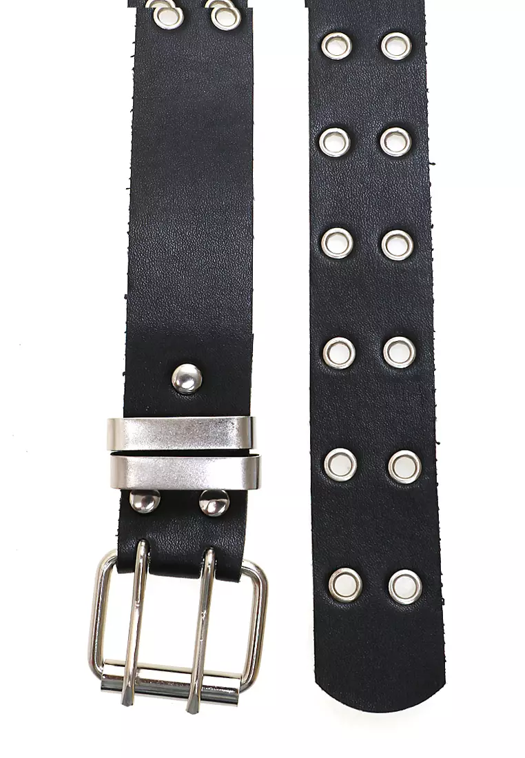 Fern Ikat Pinggang Wanita Casual Stylish Design Vintage Comfortable Material Leather ORIGINAL - Black