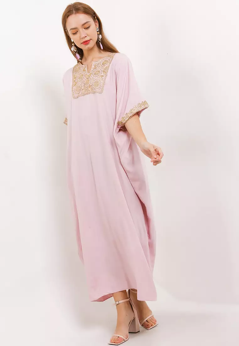 Gold Color Lace Rayon Kaftan