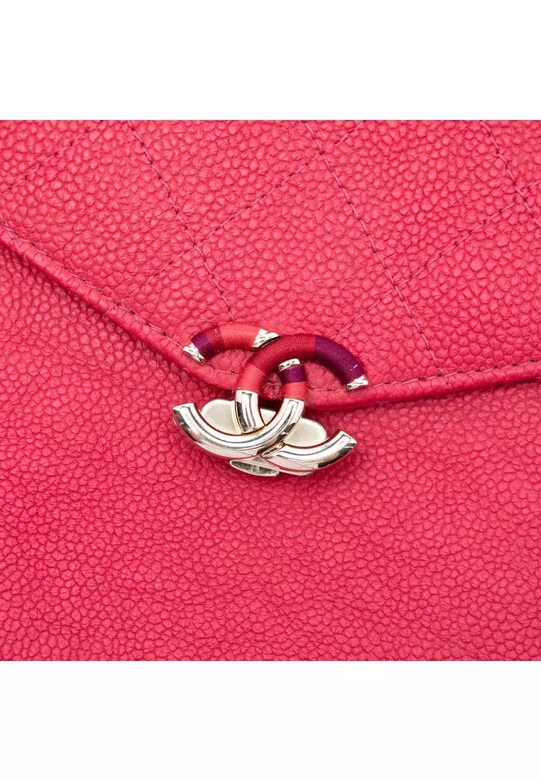 Pre-Loved Chanel Paris Cuba Quilted Caviar Thread Around Envelope Clutch