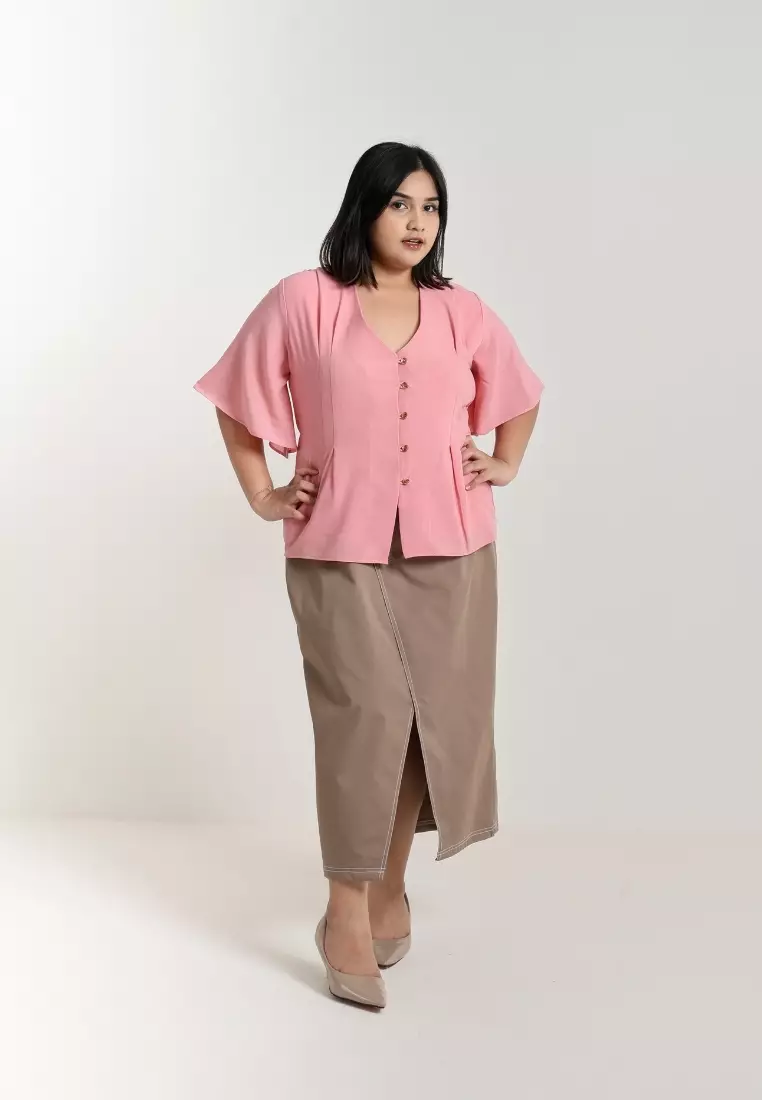 Plus Size Eliza Blouse Pink