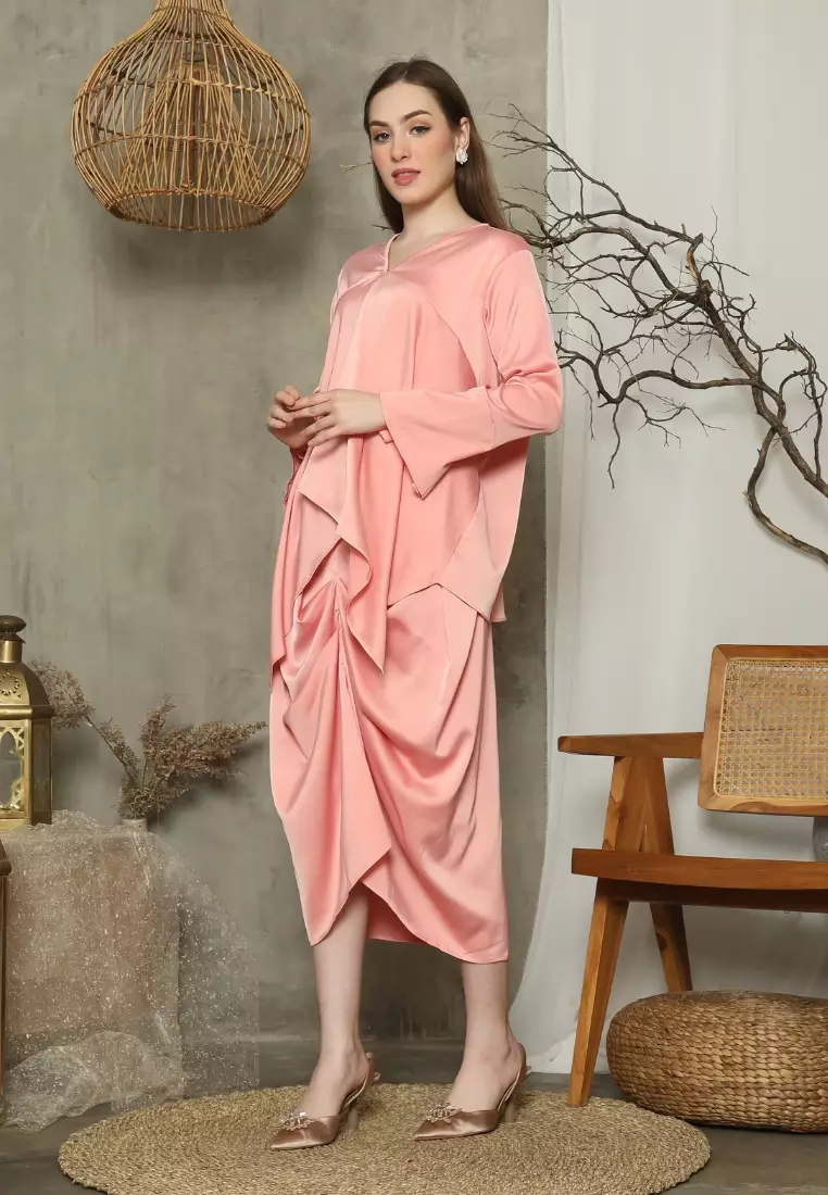 RINJANIE BATIK - Dress Batik Wanita - Set Rinjana - Pink - Lena Series - OOTD - Satin Silk Premium