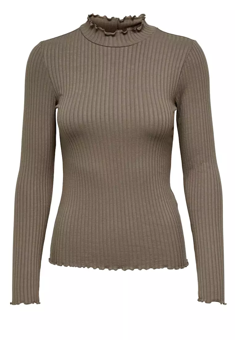 High Neck Rib Blouse