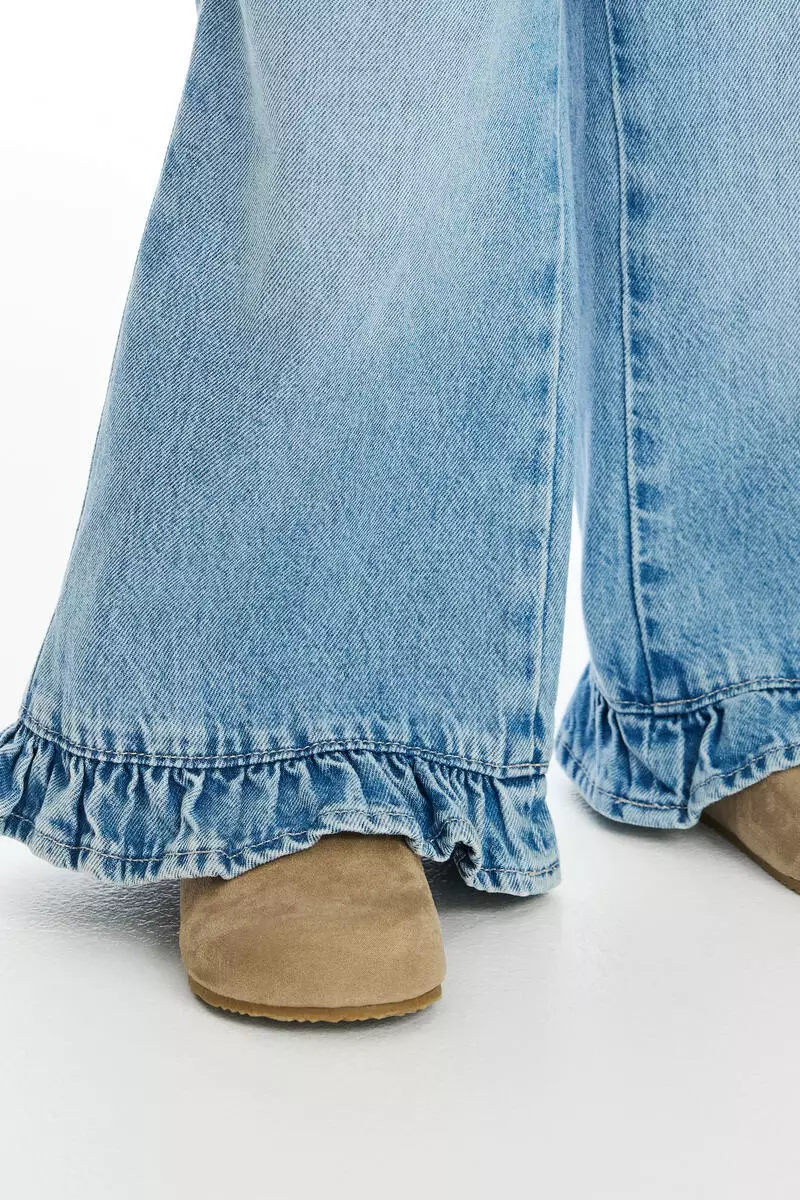 Frill-trimmed cotton trousers