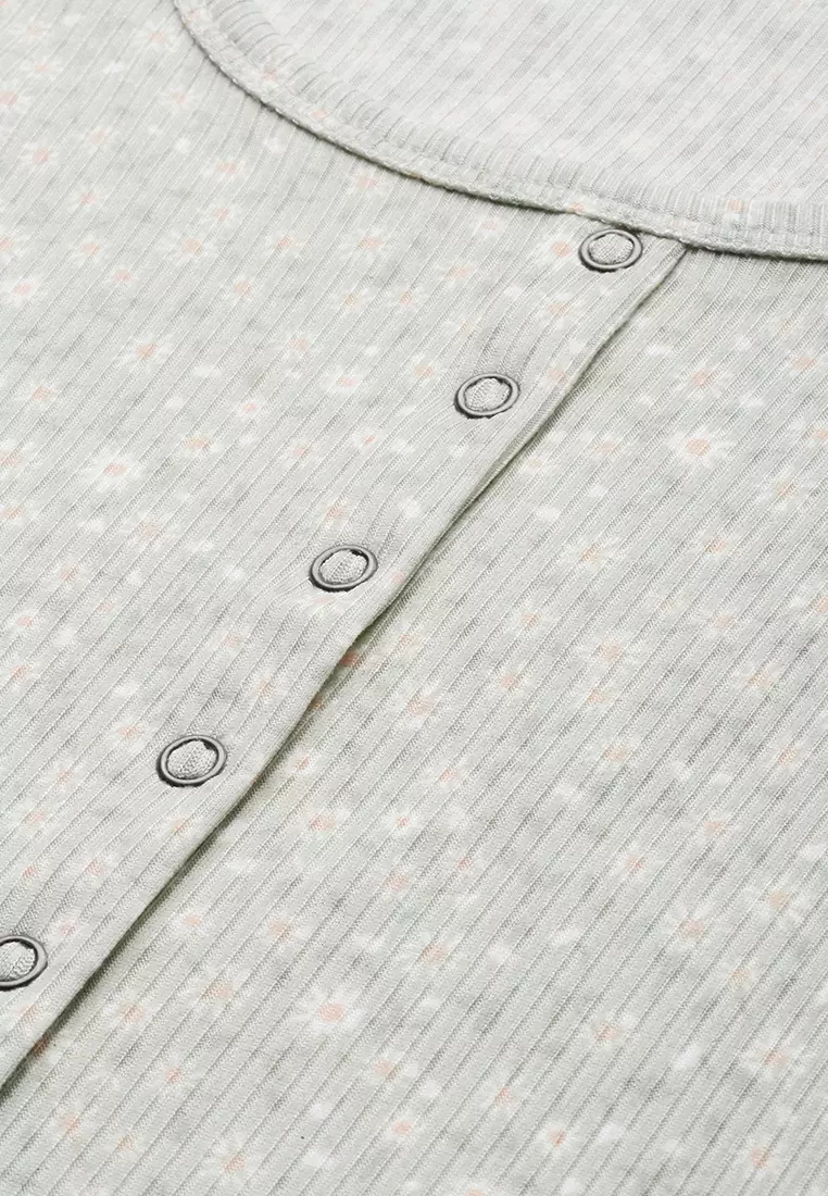 Atasan Musim Panas Sage Floral Print