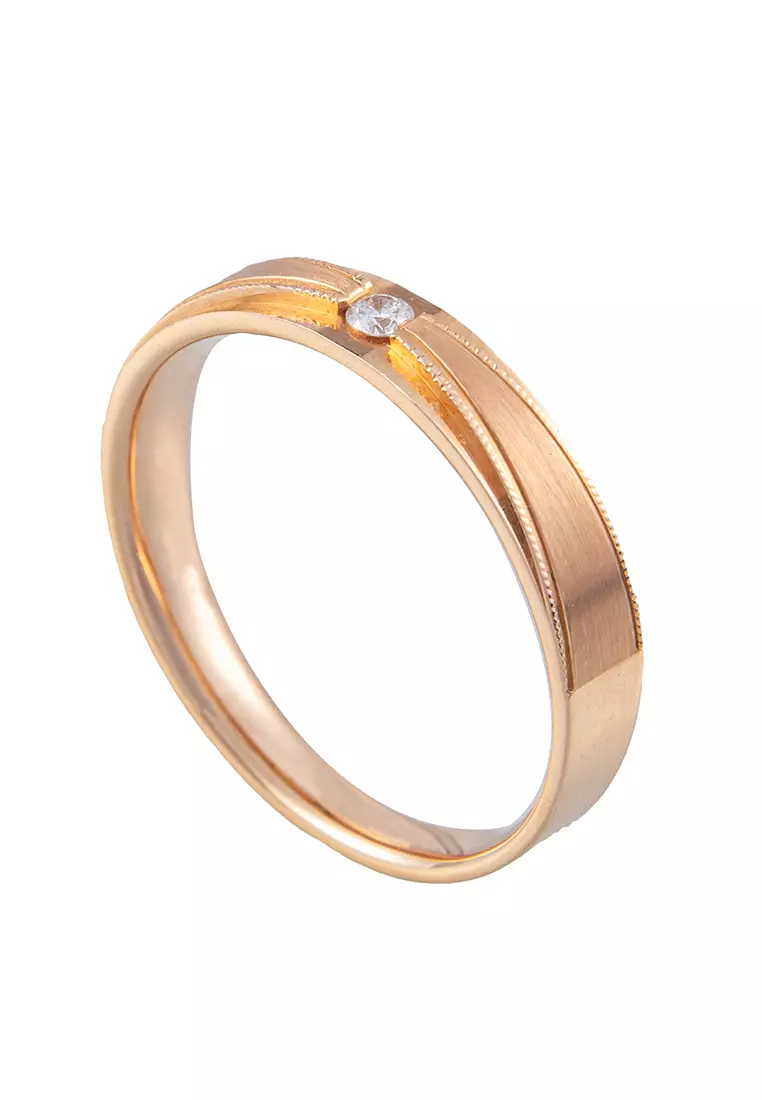 LITZ 18K Rose Gold Diamond Men Ring YF CNC QL268B R