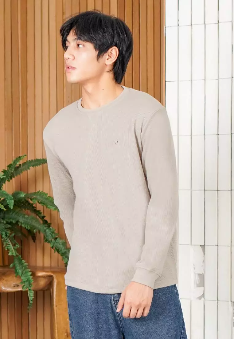 MATSUDA Kaos Polos Waffle Lengan Panjang Cotton Komoro