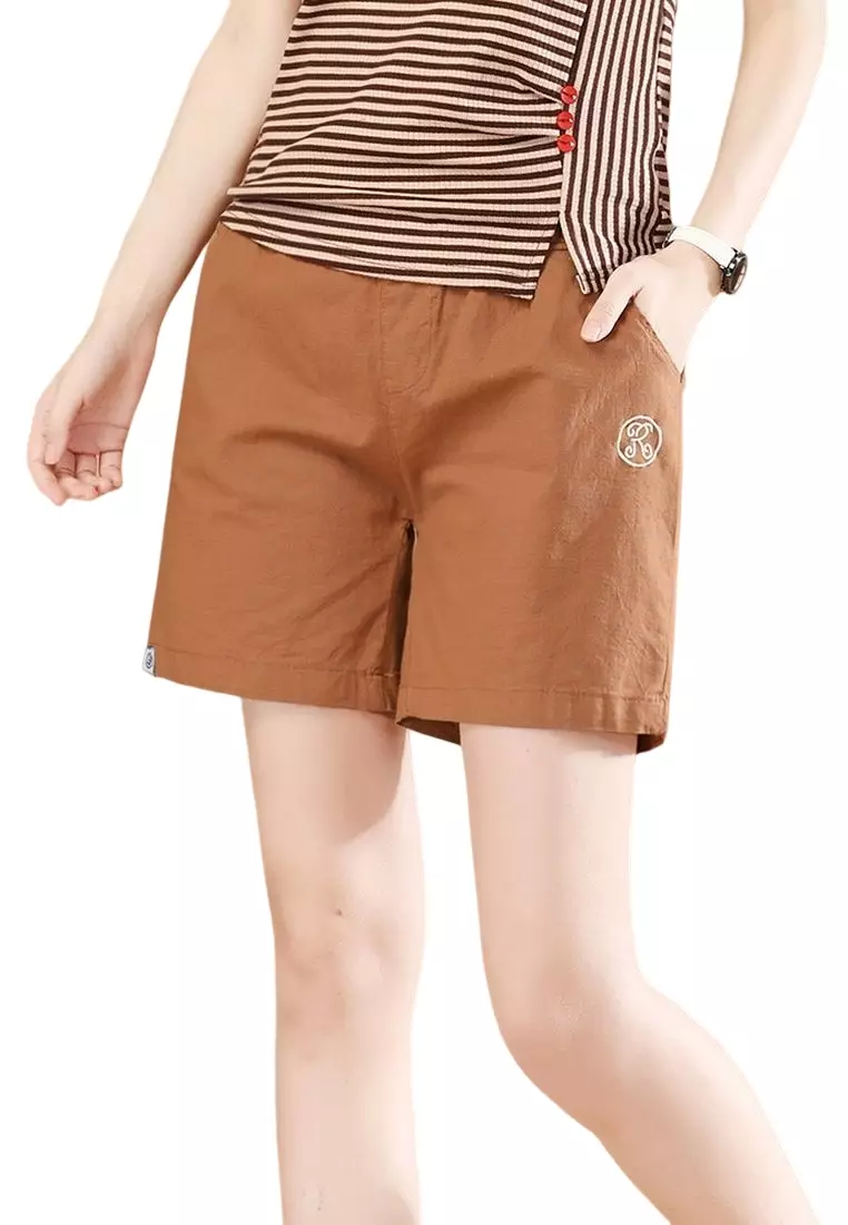 Elastic waist 2025 khaki shorts girls