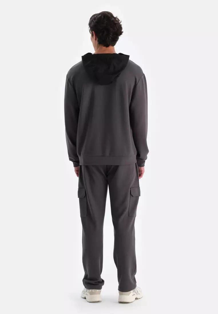 Anthracite Sweatshirt, Hooded, Activewear for Men