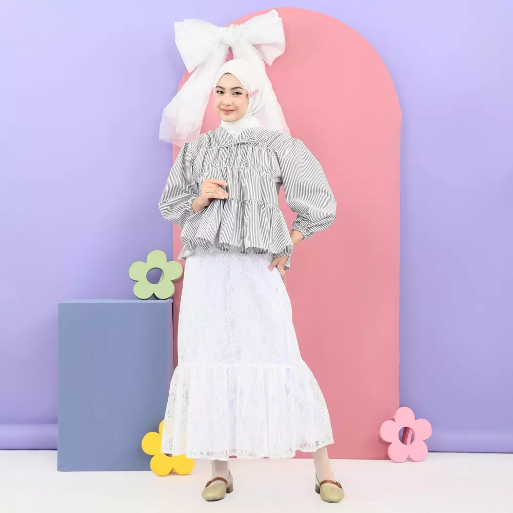 Liora Rubber Blouse - Stripe Black M19503 R73S5