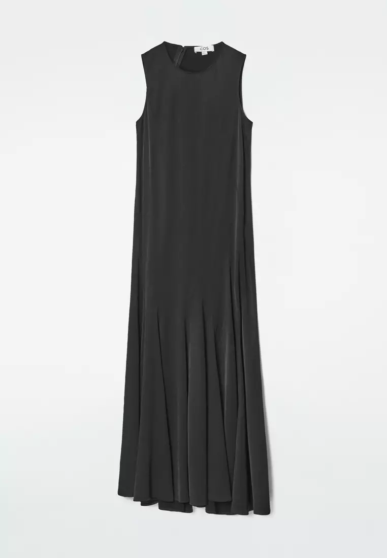 Asymmetric Twist-Panel Midi Dress