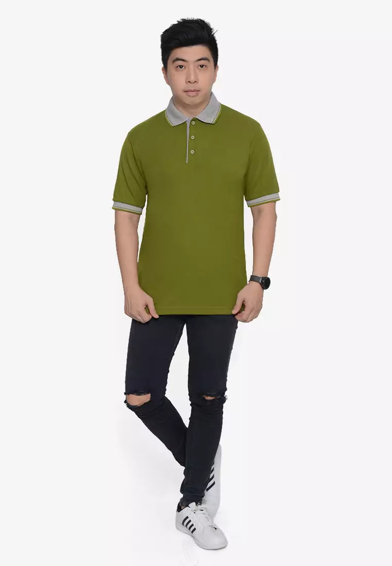 Andre Michel Kaos Polo Shirt Lengan Pendek Kerah Abu Hijau Army 933-58