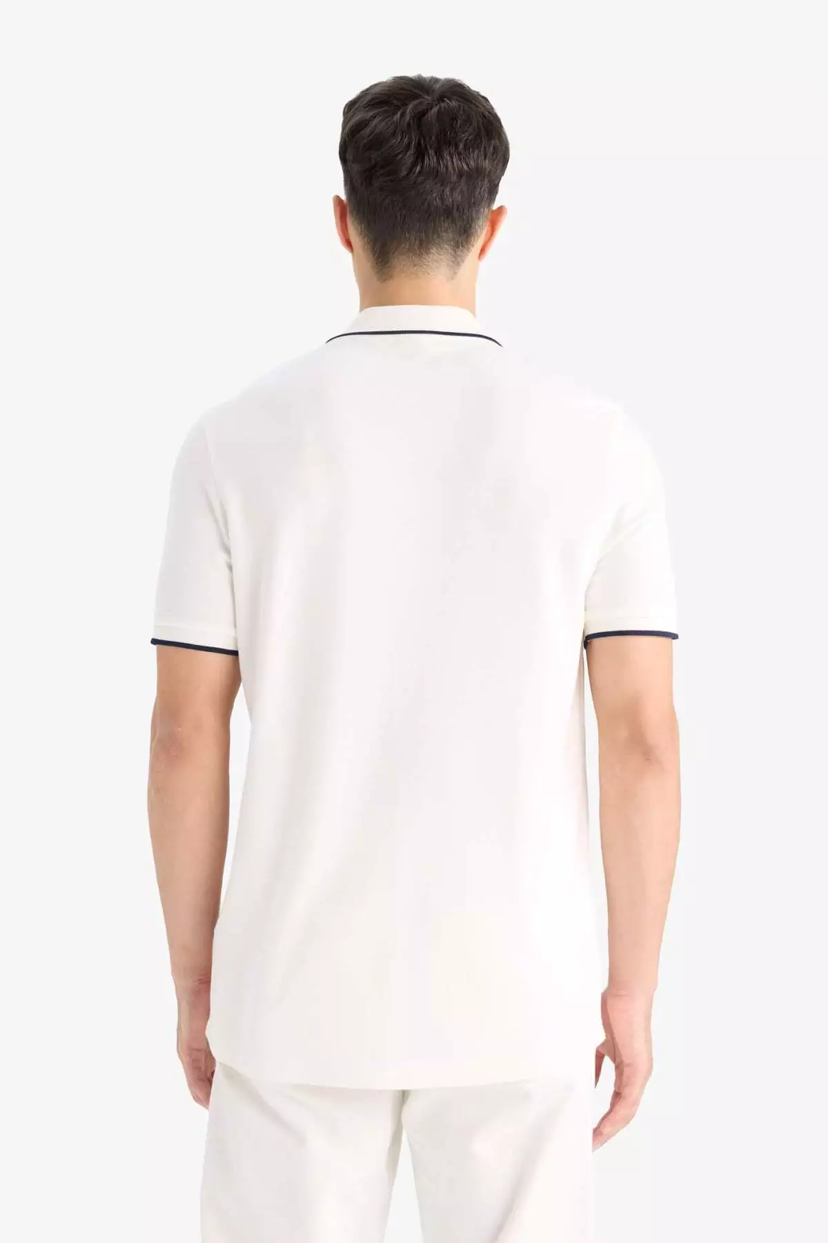 Regular Fit Polo Neck Short Sleeve Textured White Pique T-Shirt E2621Ax25Sm