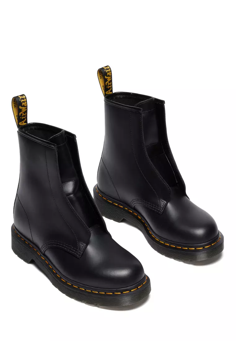 1460 LACELESS Smooth Leather Slip On Black Boots - Men