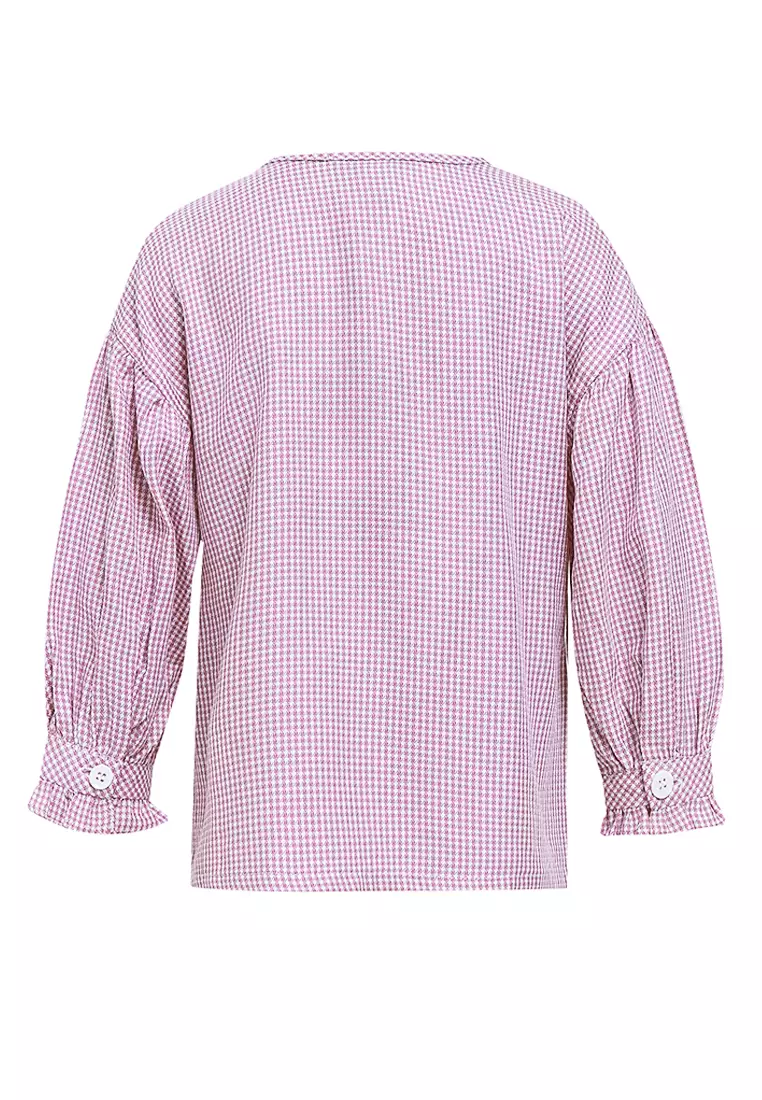 MFMW Lil Zuhira Atasan Blouse Anak Dusty Pink Motif Kotak