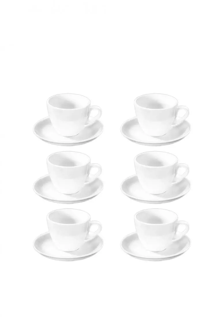 White 6 Oz  180 Ml Tea Cup & Saucer - Wilmax Porcelain