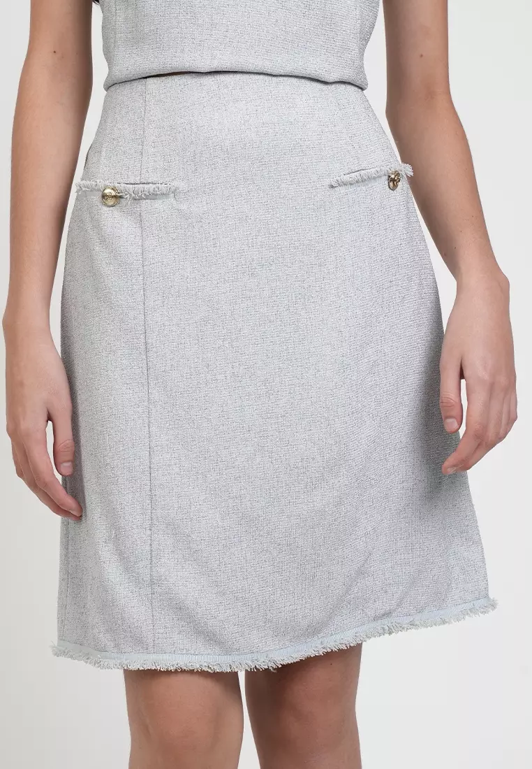 Solana Tweed Skirt with Pocket Accents
