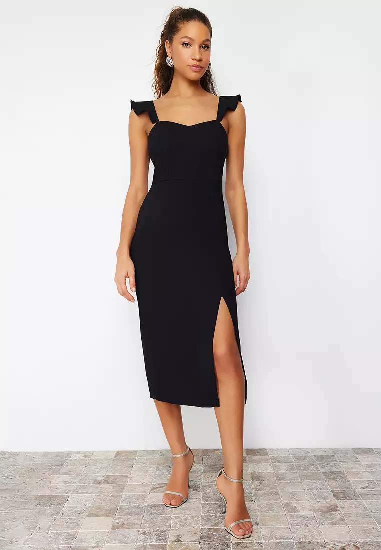 Buy Trendyol Straight Midi Fitted Dress 2026 Online | ZALORA