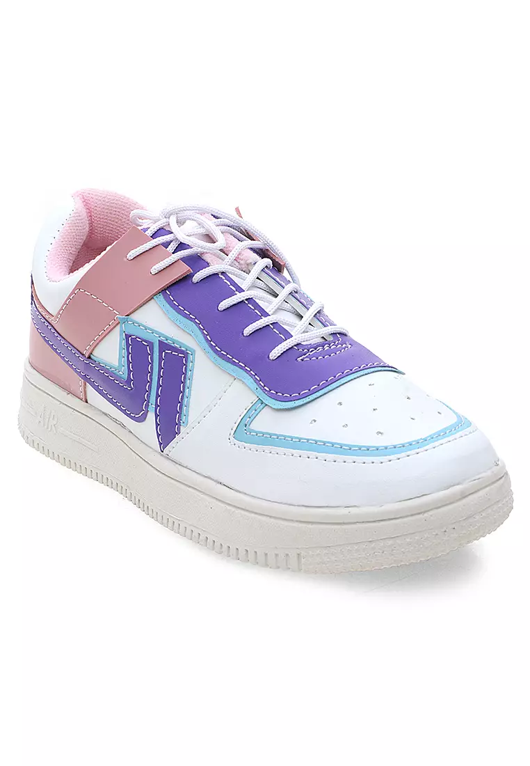 Sepatu Women Design Stylish Tali Putih Fashion Wanita - Salem Ungu